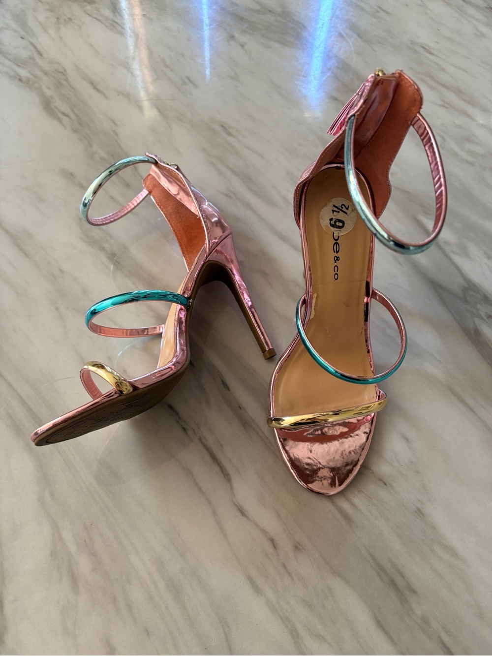 Bebe Metallic Rose Gold Strappy Heels Y2k | Bratz McBling 2000s